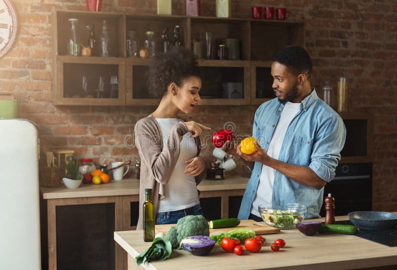 African-american couple preparing healthy salad royalty free stock image African-american couple preparing healthy salad royalty free stock image