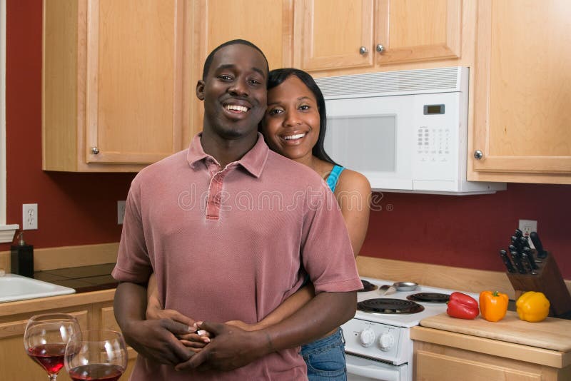 African american couple in their kitchen