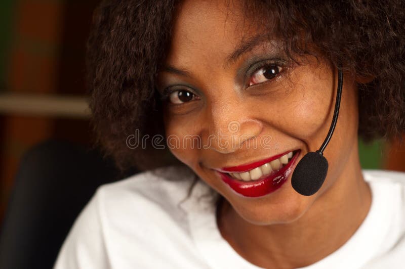 African American girl in call center stock photography African American girl in call center stock photography