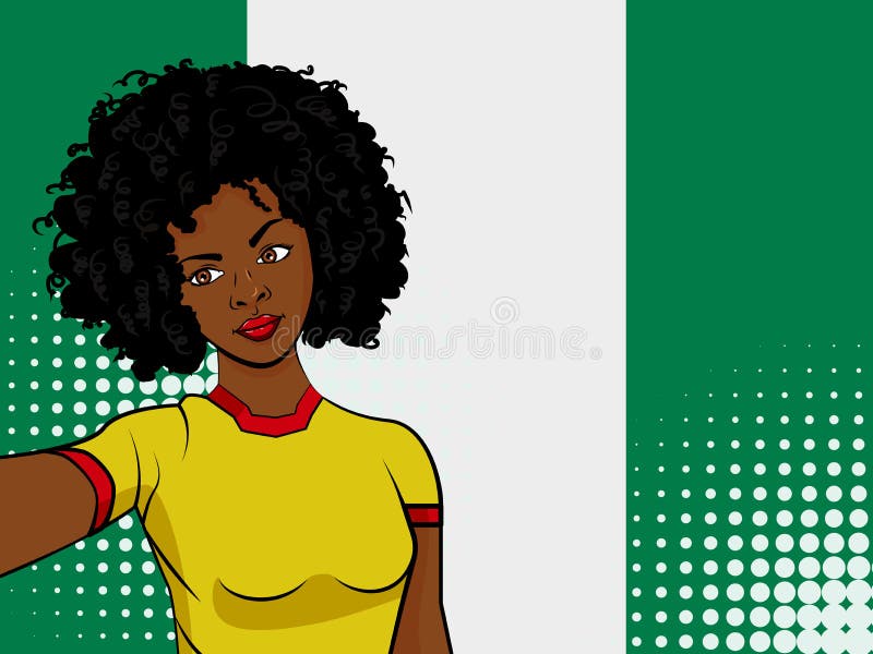 African American Girl Makes Selfie in Front of National Flag Nigeria in Pop  Art Style Illustration. Element of Sport Fan Illustrat Stock Illustration -  Illustration of vector, business: 119733415