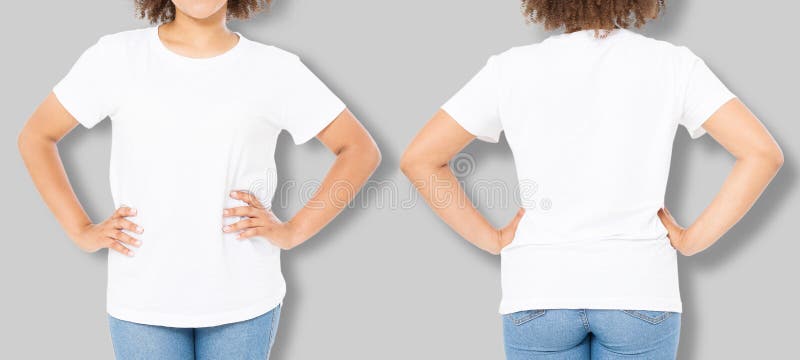 plain white female t shirt front and back