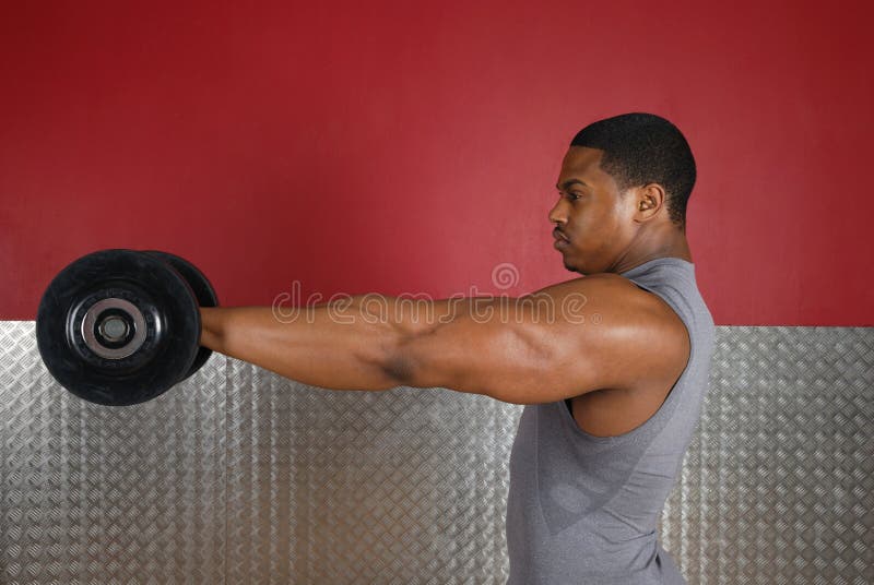 African american lifting weights