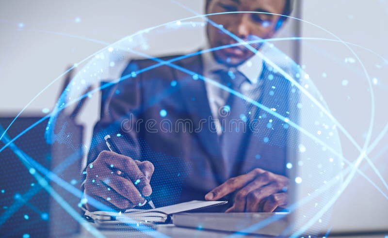 African American man in office, digital world stock photography African American man in office, digital world stock photography