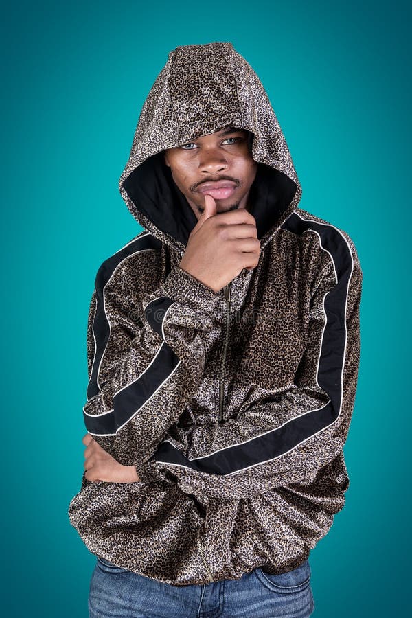 African American Man with Thoughtful Hood Stock Image - Image of afro ...