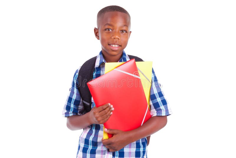 African American school boy, holding folders - Black people royalty free stock photos African American school boy, holding folders - Black people royalty free stock photos