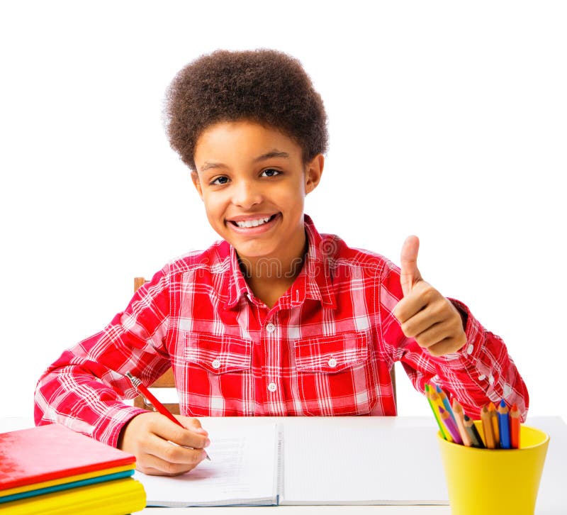 African American School Boy Showing Thumb Up Stock Image