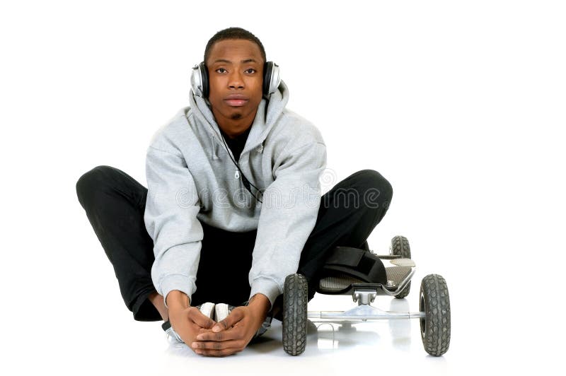 African American skateboarder royalty free stock images