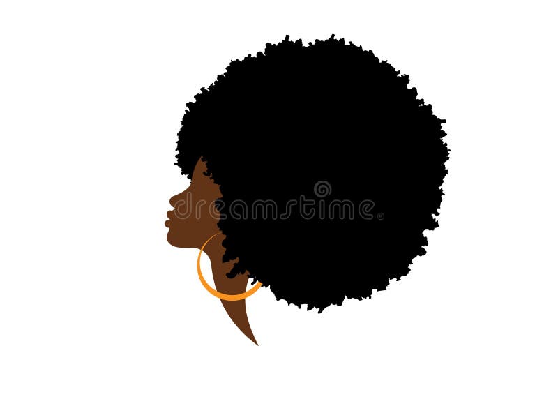 African American Woman Face Profile Hair Curly. Logo Beauty Women  Silhouette with Fashion Curly Afro Hair Style Concept, Vector Stock Vector  - Illustration of glamour, background: 201683397