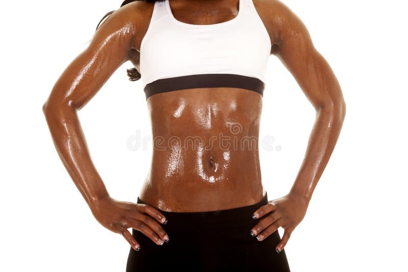 An African American In Her White Sports Bra Sweating After A Workout. Stock  Photo, Picture and Royalty Free Image. Image 28112926.