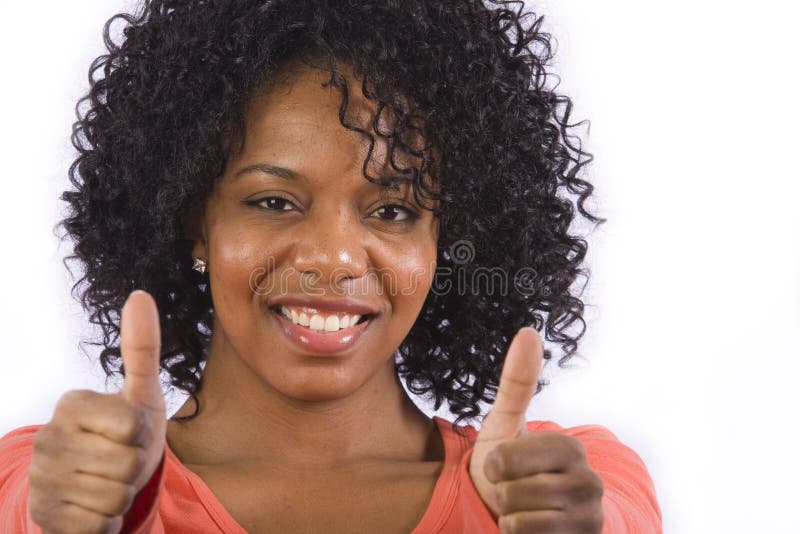 African American woman gives a thumbs up