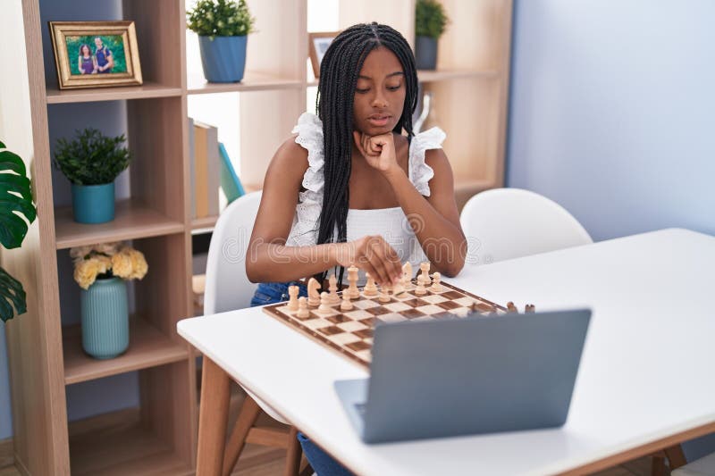 Chess Background. Play Chess Online. Playing Chess with Laptop. Remote  Online Education, Communication with Chess Coach, Family. Stock Image -  Image of family, issues: 199772003