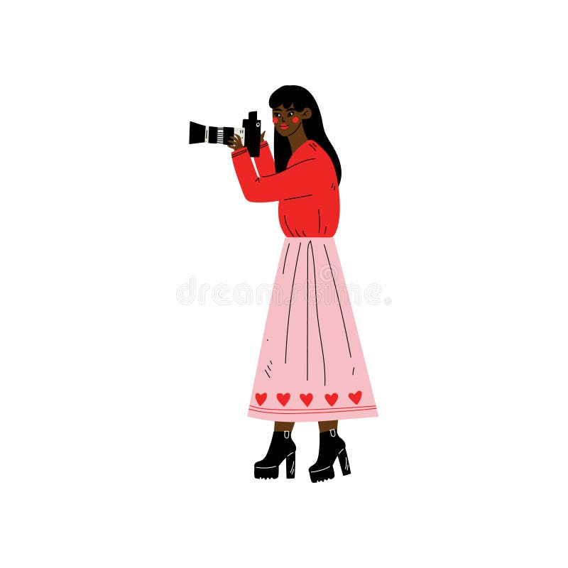 African American Woman Taking Photos with Digital Camera, Female Photographer Character Making Picture Vector vector illustration African American Woman Taking Photos with Digital Camera, Female Photographer Character Making Picture Vector vector illustration
