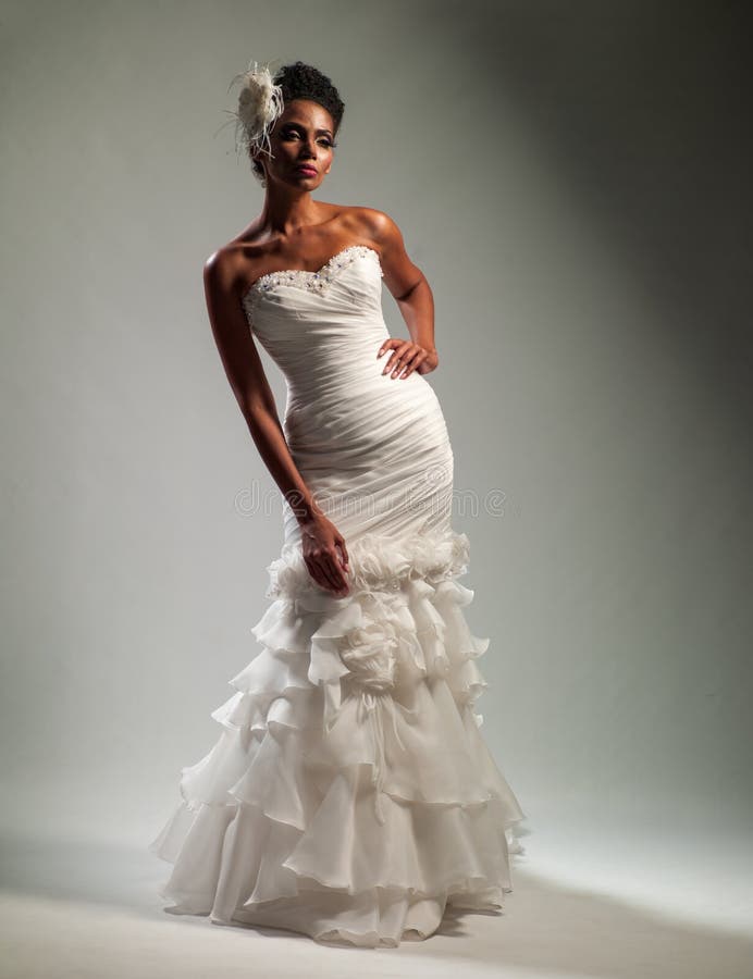 African-American woman in a wedding dress