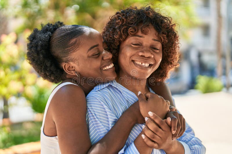 African American Women Mother And Babe Hugging Each Other At Park Stock Image Image Of