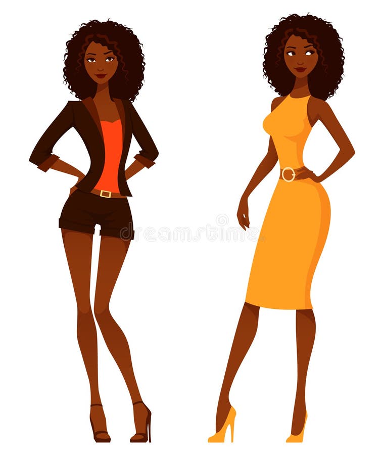 African American Women With Natural Curly Hair Stock Vector