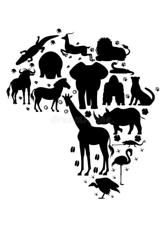 African Animal Silhouette Set Stock Vector - Illustration of cheetah, body:  86703780