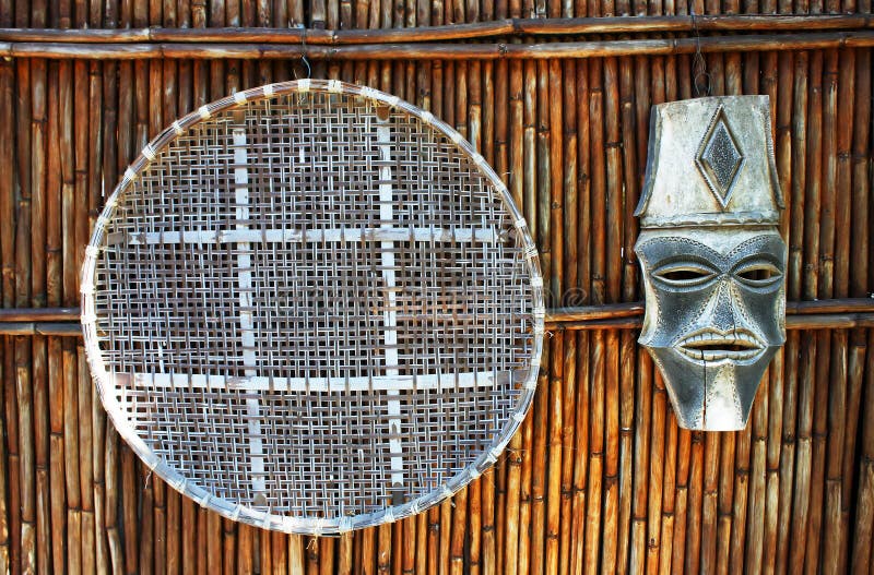 African Artworks on Bamboo Wall