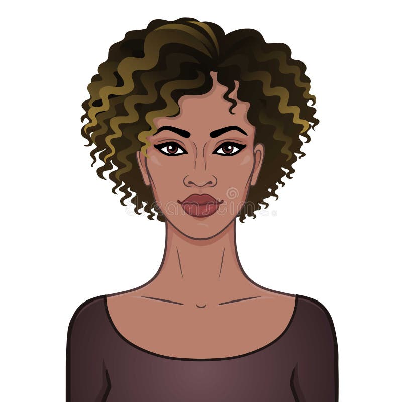 cartoon woman face with curly hair icon flat design Stock Vector Image   Art  Alamy