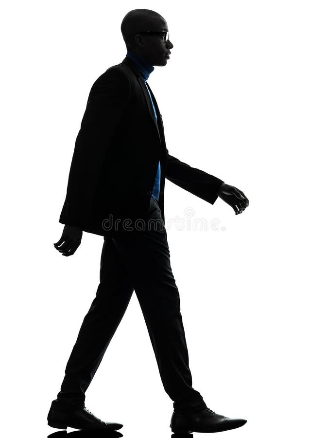 Black Silhouette of a Man Walking on the Mountains on White Background ...