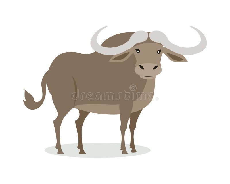 African Buffalo Cartoon Icon in Flat Design vector illustration African Buffalo Cartoon Icon in Flat Design vector illustration