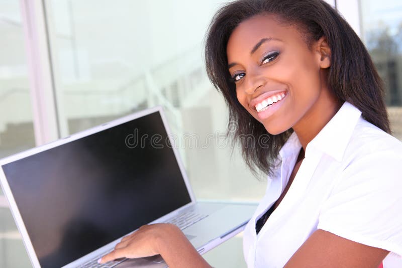 African Business Woman with Computer royalty free stock photo