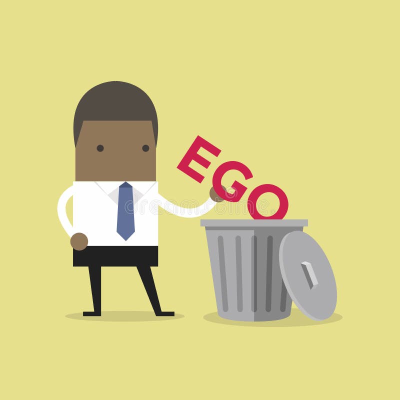 Businessman is an egoist with word ego kicked off Vector Image