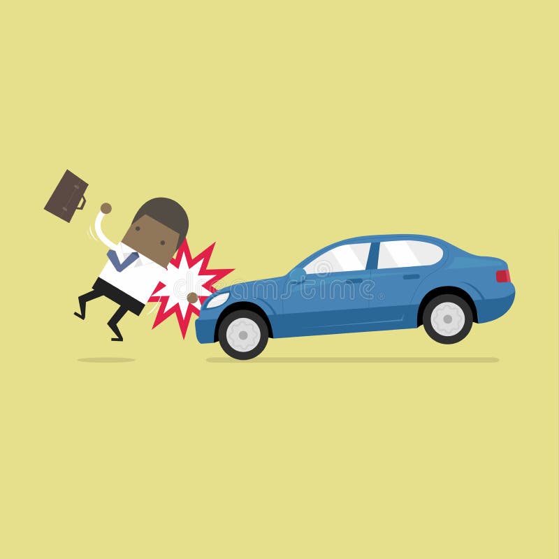 African businessman about to be hit by a car, Road Safety. stock illustration African businessman about to be hit by a car, Road Safety. stock illustration