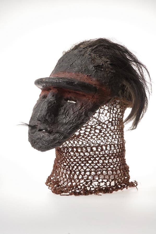 African Clay Mask. with Human Hair Stock Photo Image of ceremonial