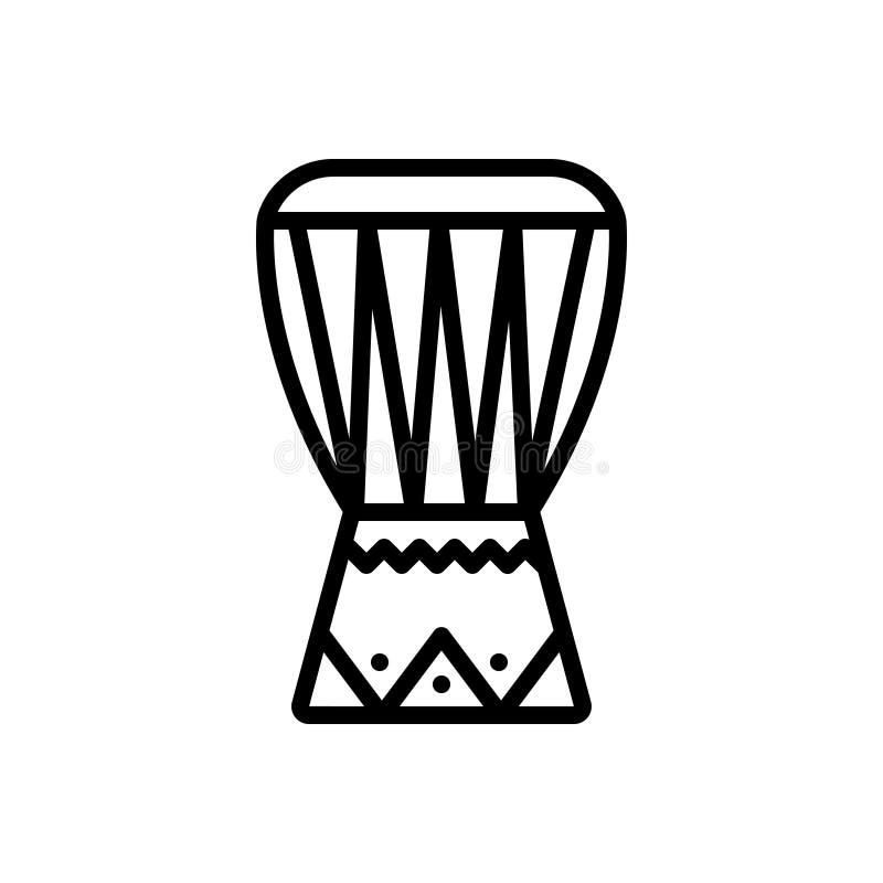 Black line icon for African Drum, instrument and equipment stock illustration