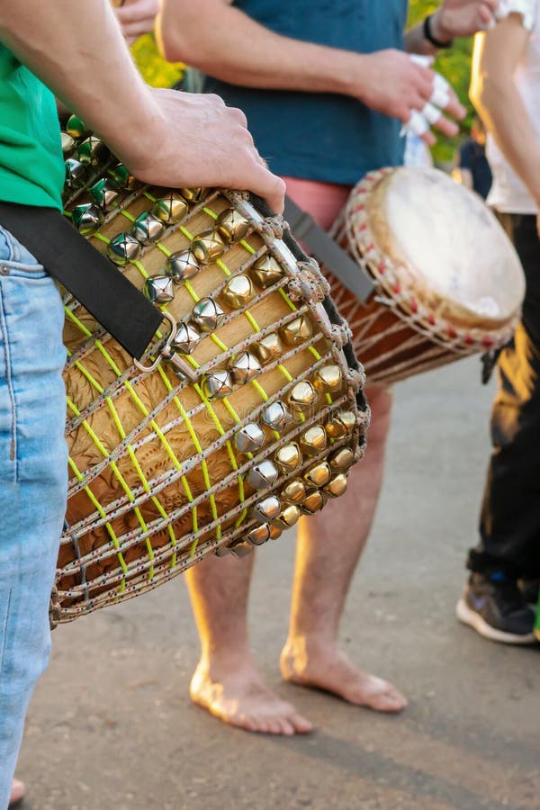 African drums there there, men playing Djemba, hands close-up royalty free stock photos African drums there there, men playing Djemba, hands close-up royalty free stock photos