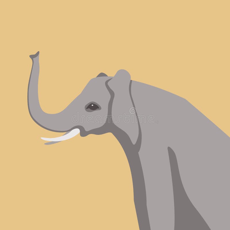 African Elephant Vector Illustration Flat Style Profile Stock Vector