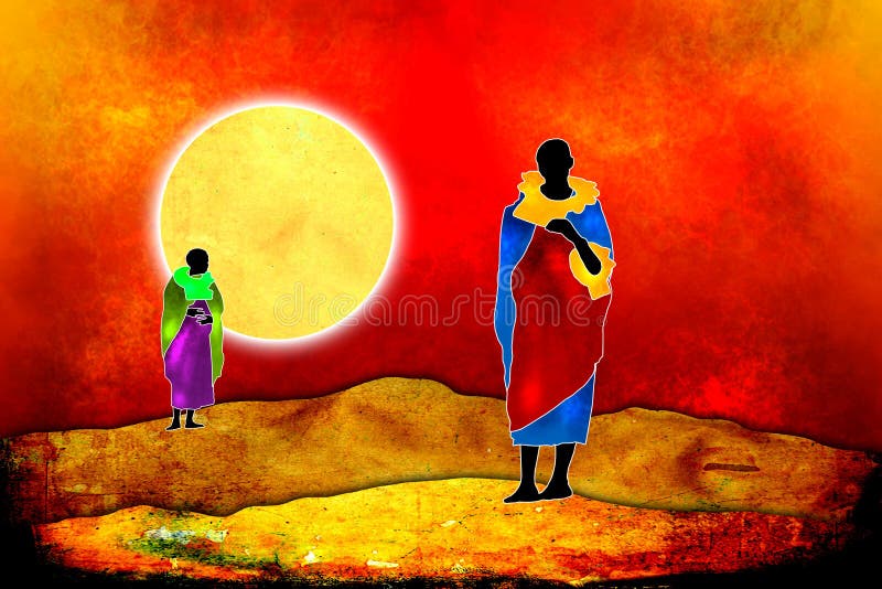 African Ethnic Retro Vintage Art Stock Illustration Illustration of