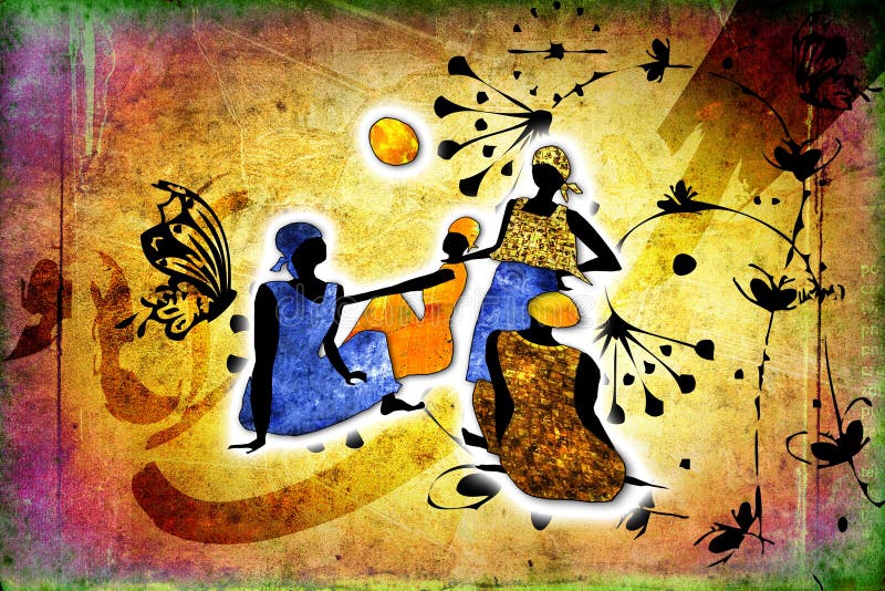African Ethnic Retro Vintage Art Stock Illustration Illustration of