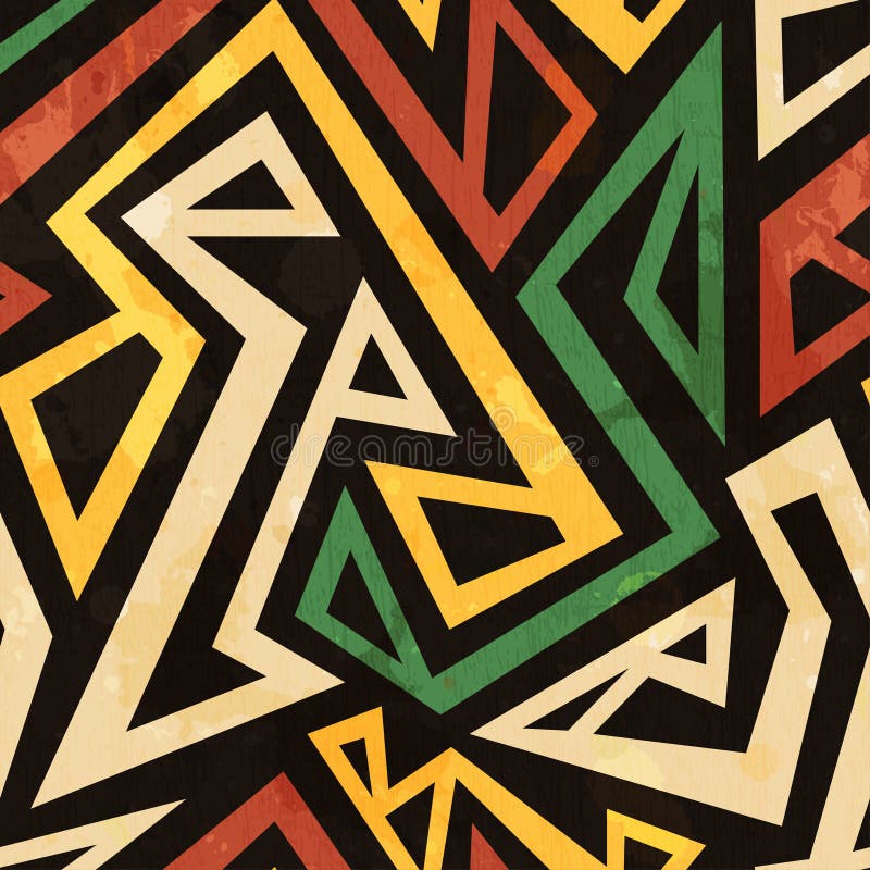 African geometric seamless pattern with grunge effect (eps 10). Vector abstract seamless pattern vectors