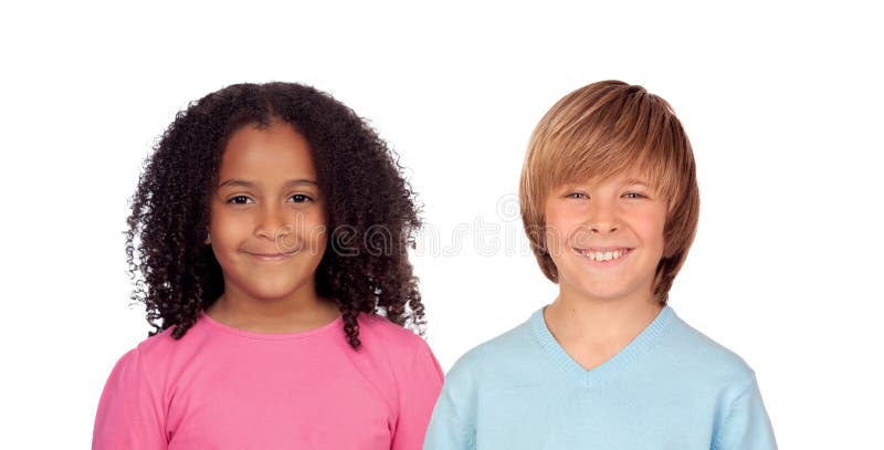 African girl and Caucasian boy