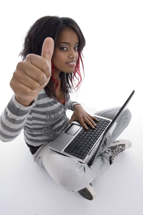 African girl with laptop