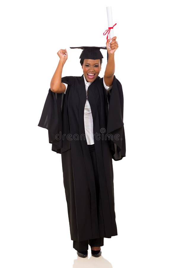 African graduate dancing royalty free stock photography
