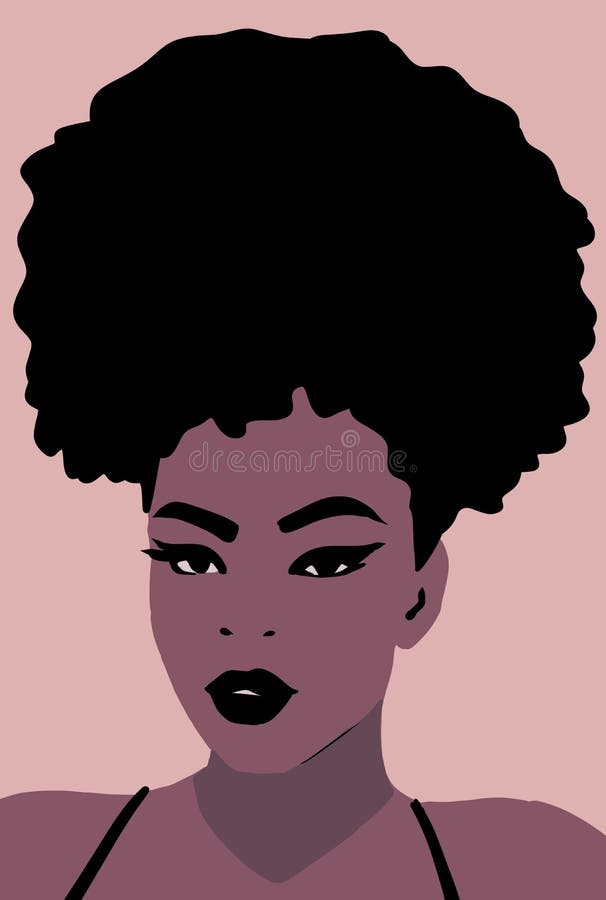 African Hair Woman Cartoon. Black Woman. Stock Illustration ...