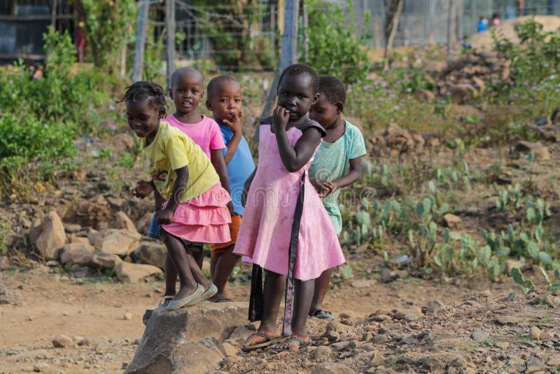 African little children playing
