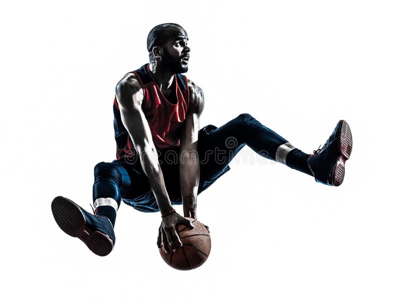 African man basketball player jumping silhouette