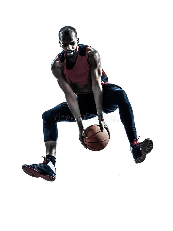 African man basketball player jumping silhouette