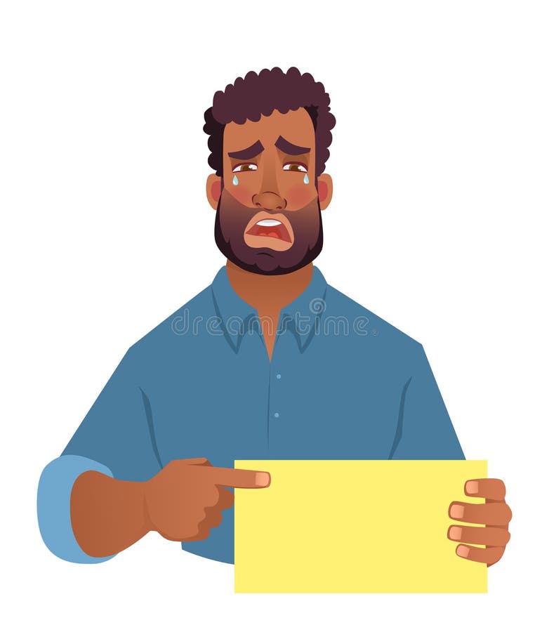 African Man Holding Blank Card Stock Illustration - Illustration of ...