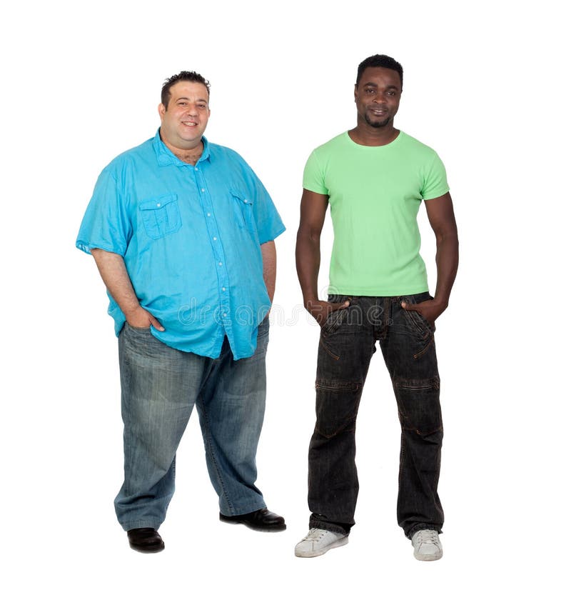 African man with perfect body together with a nice fat man stock photo African man with perfect body together with a nice fat man stock photo