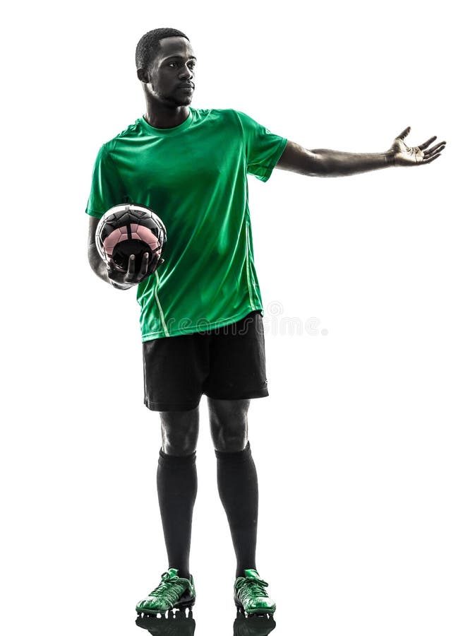 One African Man Soccer Player Celebrating Victory Green Jersey In