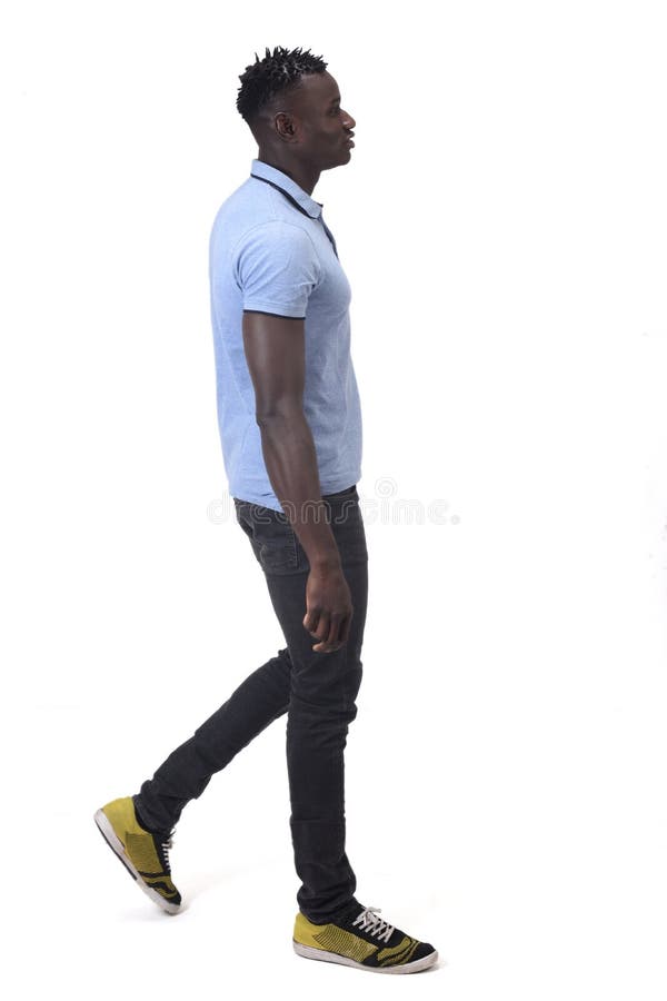 African Man Walking on White Background Stock Image - Image of healthy