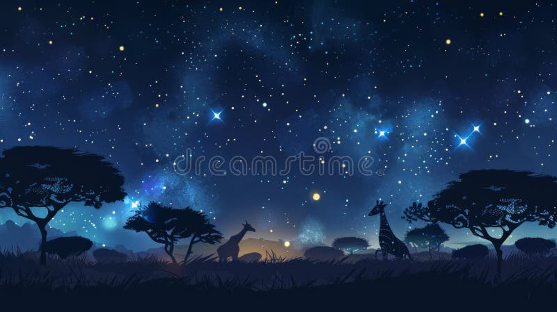 Under the mystical African night sky, a canvas of stars forms constellations that bring to life ancient myths and spiritual stories, bridging the celestial and the terrestrial. AI generated. Under the mystical African night sky, a canvas of stars forms constellations that bring to life ancient myths and spiritual stories, bridging the celestial and the terrestrial. AI generated