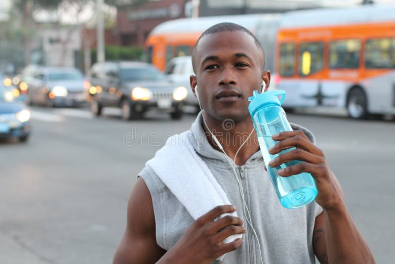 African Runner Drinking A Sports Drink Stock Image Stock Image
