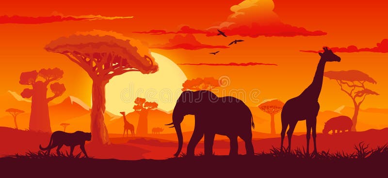 Cheetah Silhouette Sunset Stock Illustrations – 41 Cheetah Silhouette ...