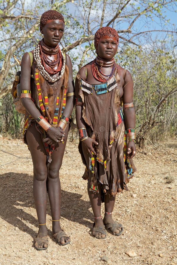 A group of tribal African girls posing in the tribal dress 