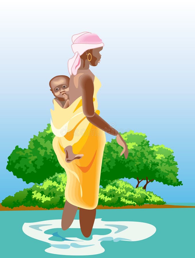 African woman and child stock illustration African woman and child stock illustration